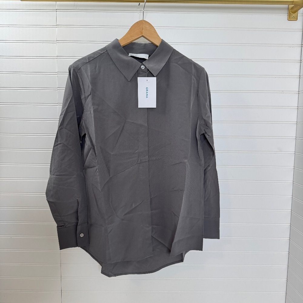 NEW Grana Silk Signature Shirt Small Storm